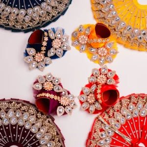 Premium Designer Laddu Gopal Poshak Set | Handcrafted Gopal ji Dress with Matching Safa | Crystal Embroidery